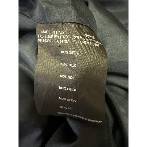 Prada 100% Silk Satin Blue Floral Pleated Knee Length A-Line Wrap Skirt 40 US 4 - Picture 7 of 7